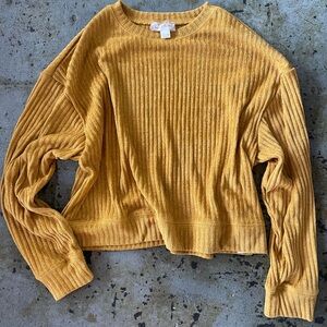 Band of The Free Women's Size Large Russel Gold Ribbed Velvet Knit Sweater